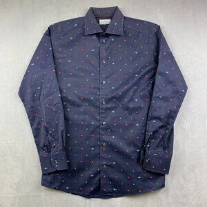 Men's Navy Blue Patterned Shirt